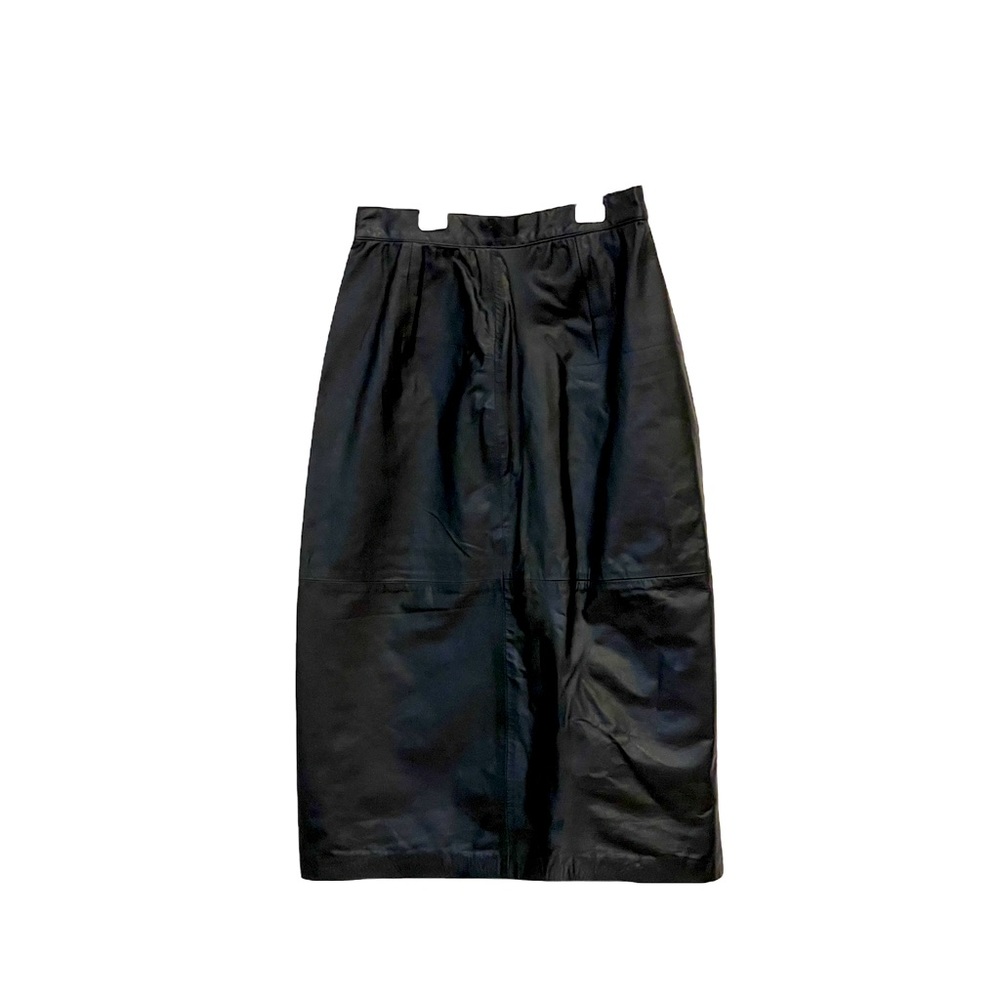 NWOT Black leather midi pencil skirt